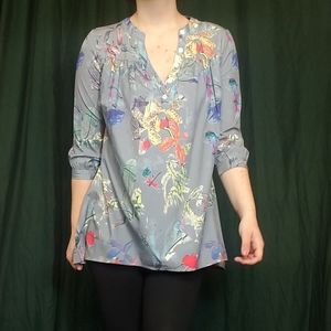 SOLD Dragonfly floral tunic dress blouse